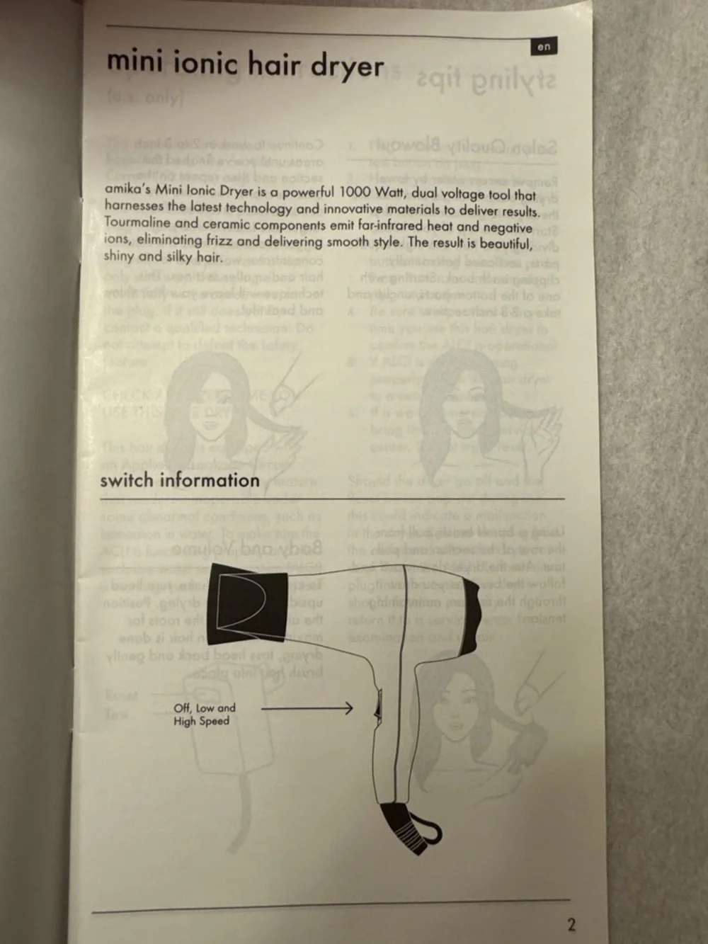 amika Pink Patterned Mini Ionic Hair Dryer - Picture 5 of 11